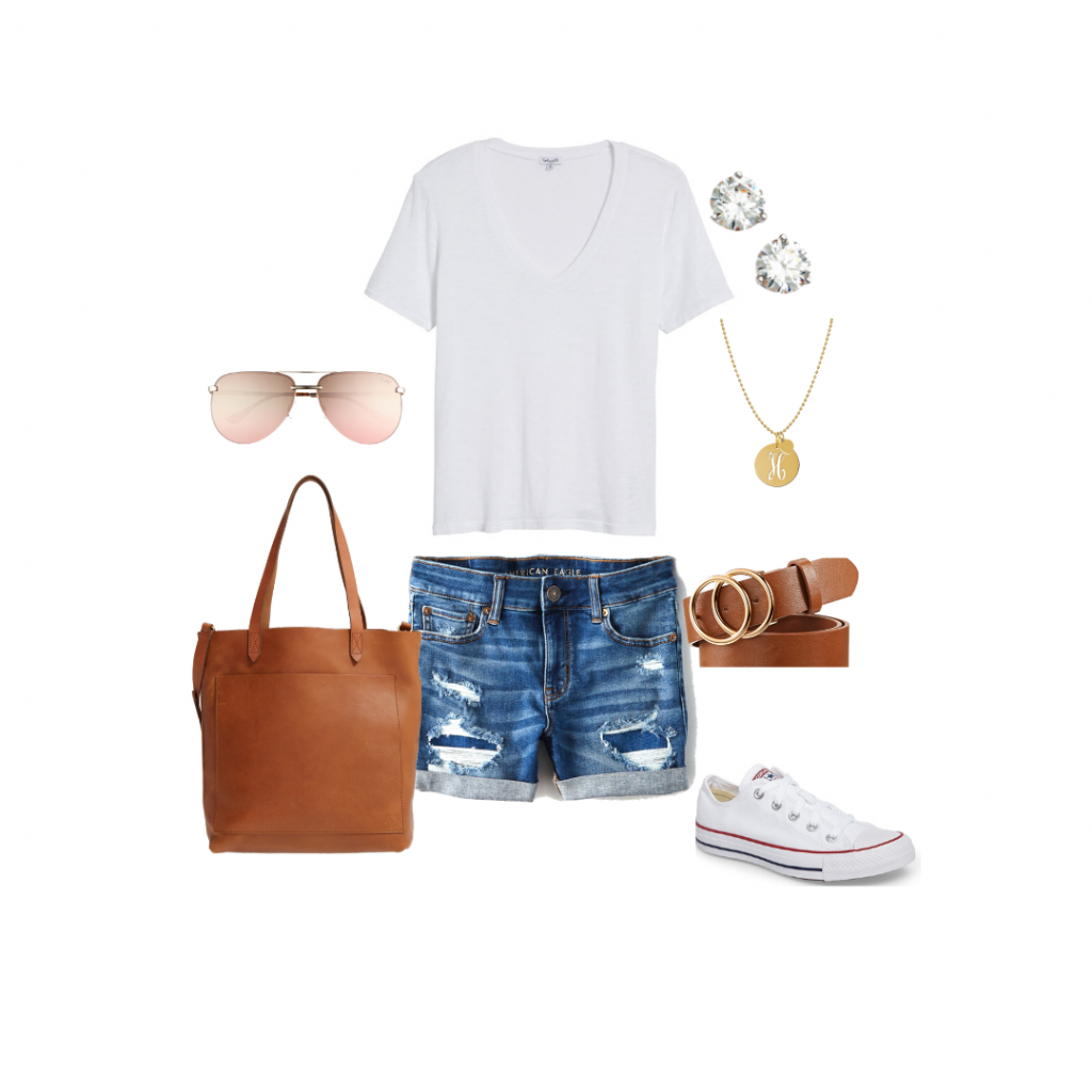 denim shorts white tee capsule wardrobe  outfit ideas capsule wardrobe Everyday Holly 