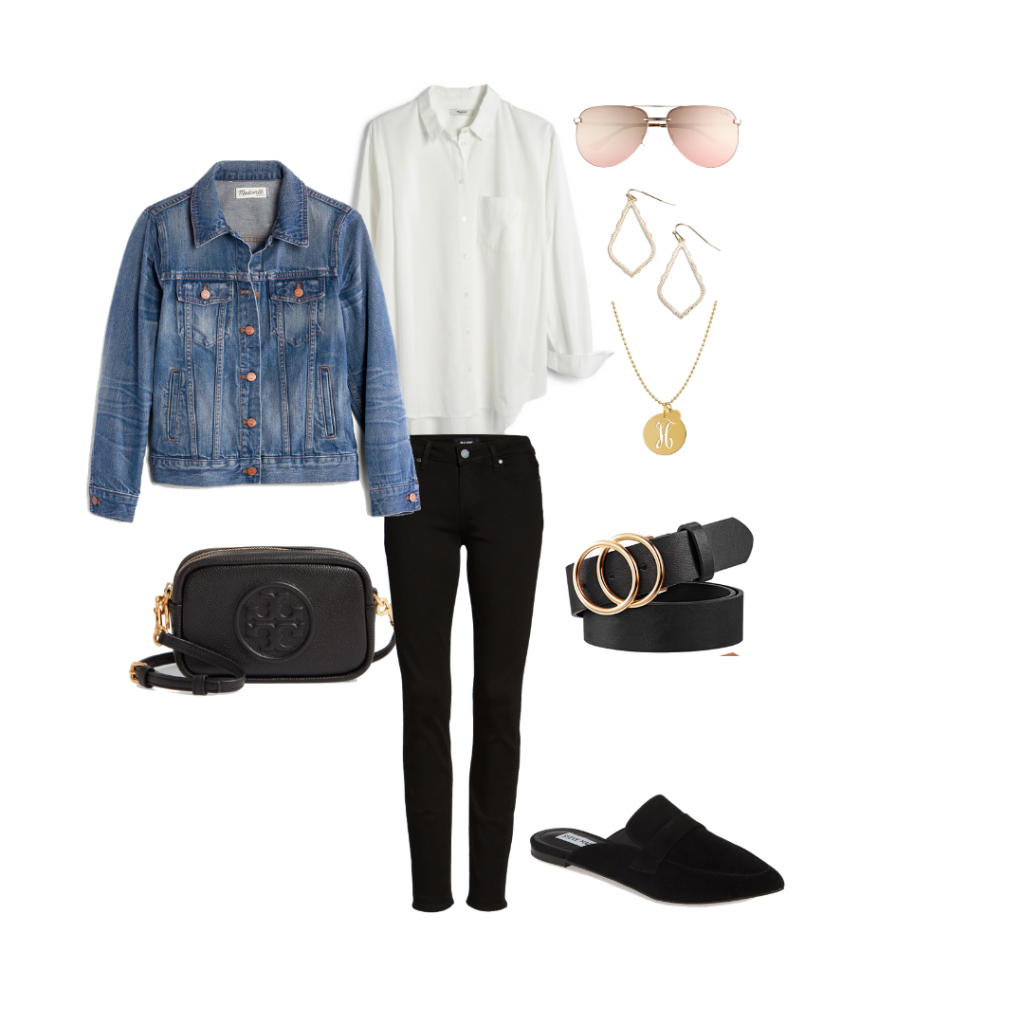 Black Denim white shirt outfit idea capsule wardrobe Everyday Holly