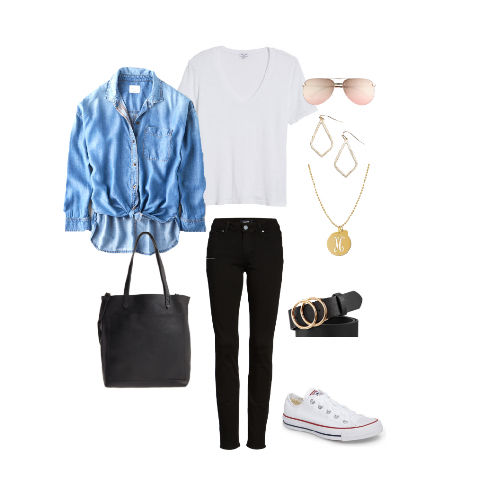 Black Denim white tee outfit idea capsule wardrobe Everyday Holly