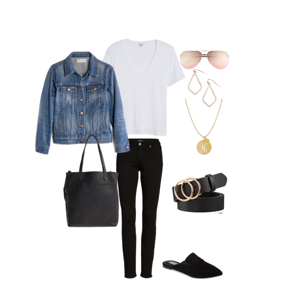 Black Denim white tee outfit idea capsule wardrobe Everyday Holly