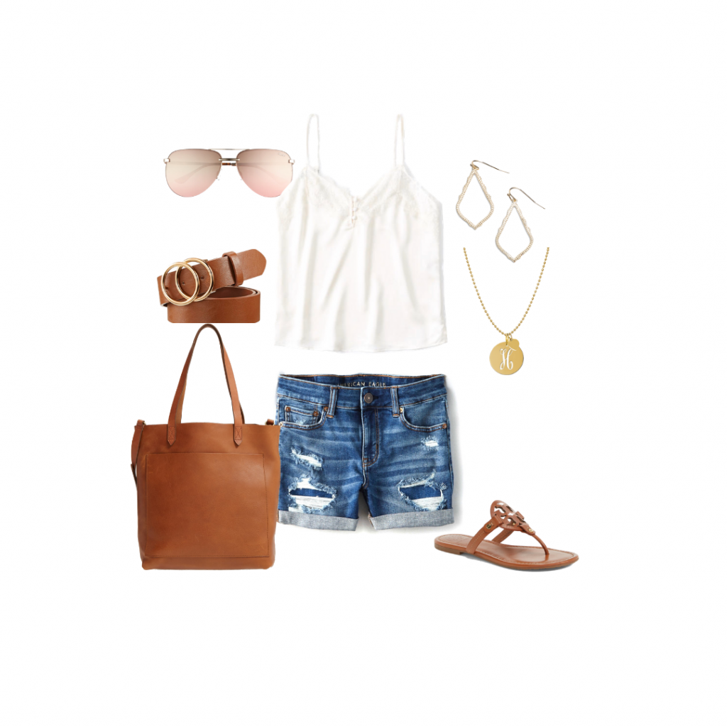 denim shorts white tee capsule wardrobe  outfit ideas capsule wardrobe Everyday Holly 