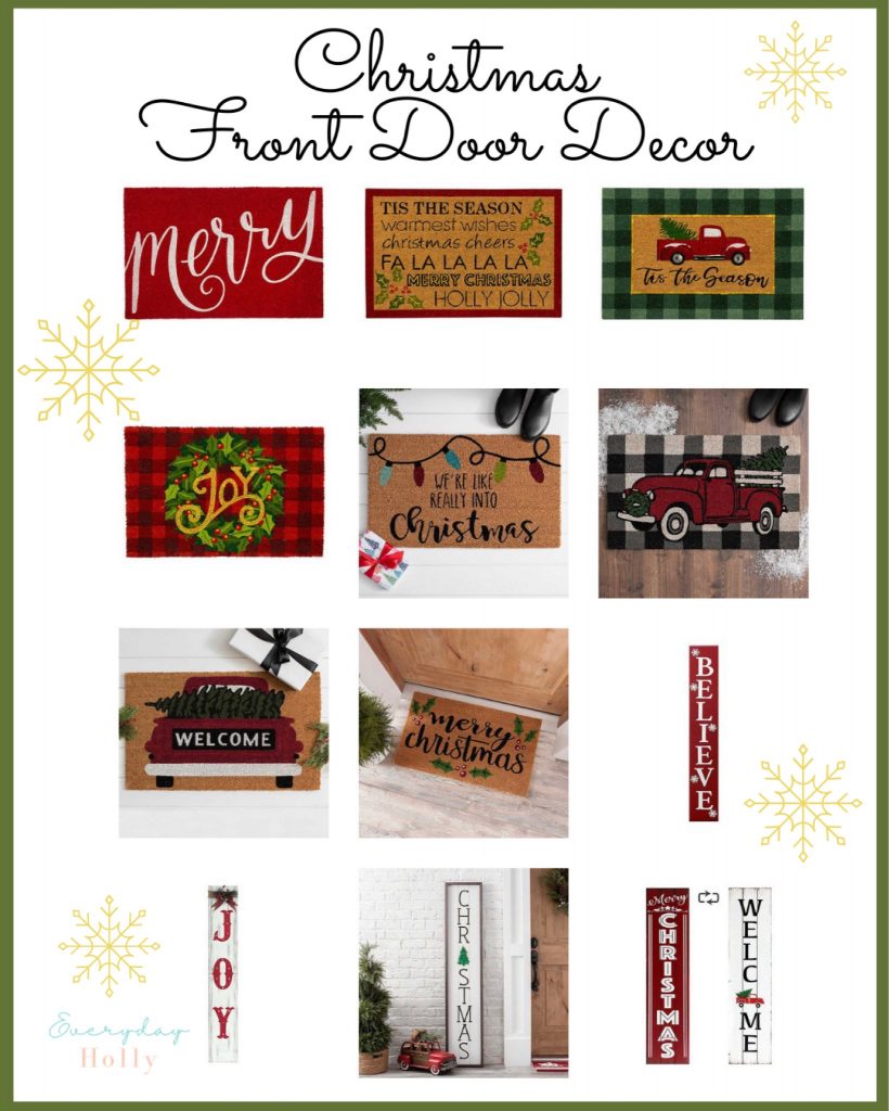 Christmas front door decor, christmas doormat, holiday decor, christmas porch signs, kirklands 