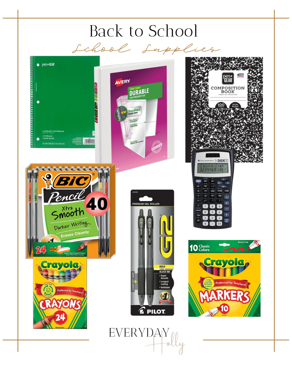 Back to School School Supplies

#backtoschool #schoolsupplies #binder #notebook #calculator #backtoschoolshopping #markers #crayons #pens #mechanicalpencils