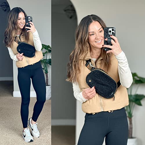 athletic wear, puffer vest, cropped puffer vest, leggings, nike sneakers, lululemon belt bag, long sleeve tee, top 10 fashions, january top sellers 