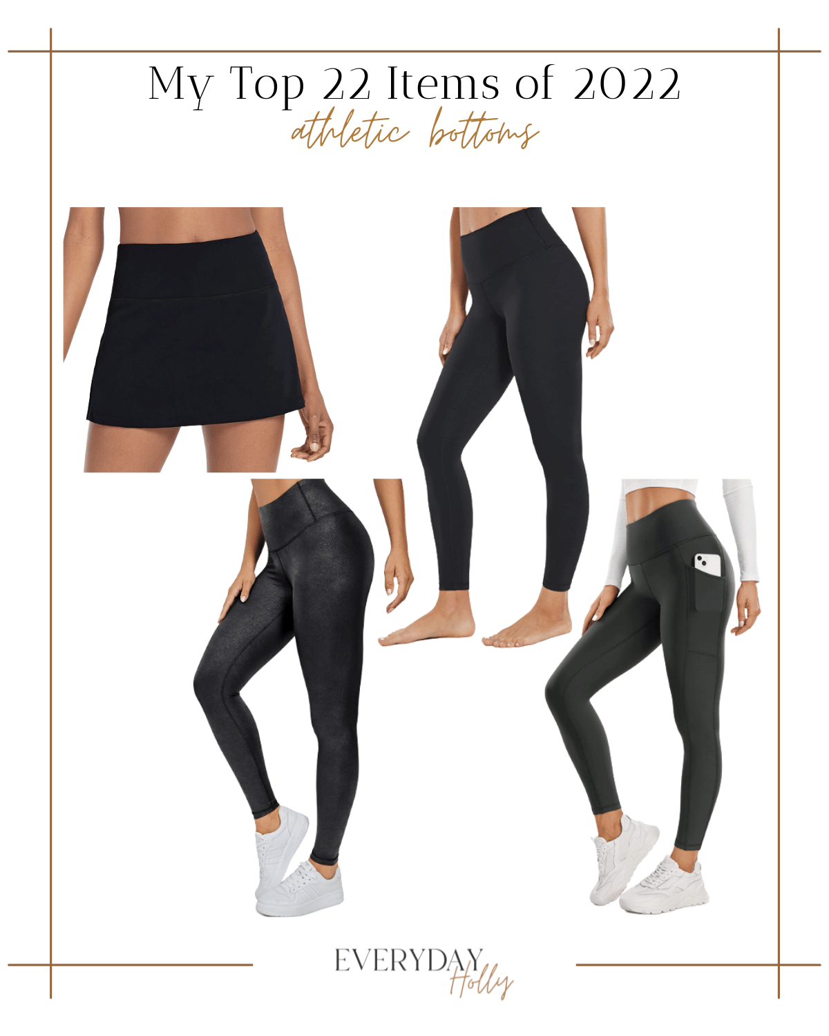 top 22 picks, athletic bottoms, leggings, tennis skirt, thermal leggings, leggings with pockets