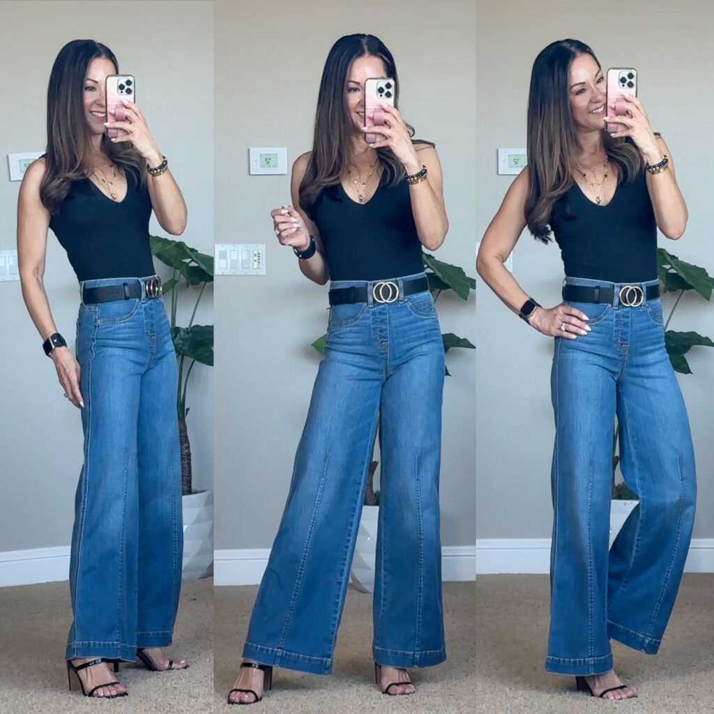 white denim jeans, wide leg jeans, body suit, womens fashion, womens jeans, fashion staples, concert outfits, blue jean wide leg jeans 