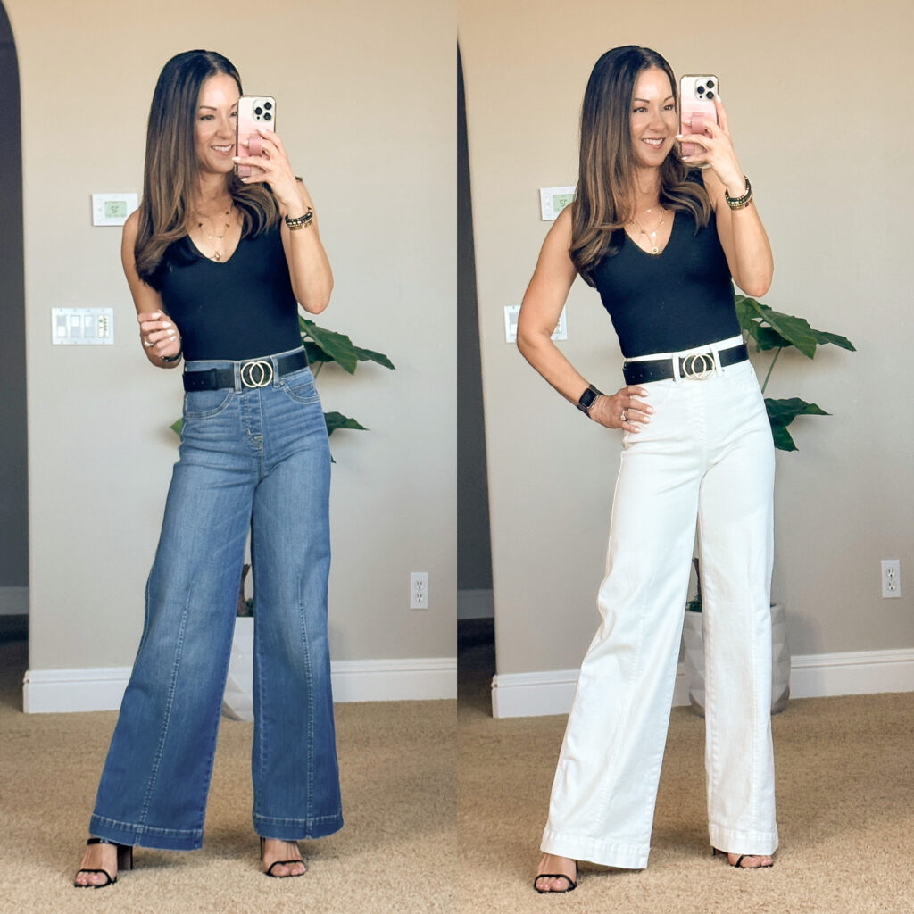 white denim jeans, wide leg jeans, body suit, womens fashion, womens jeans, fashion staples, concert outfits, blue jean wide leg jeans 