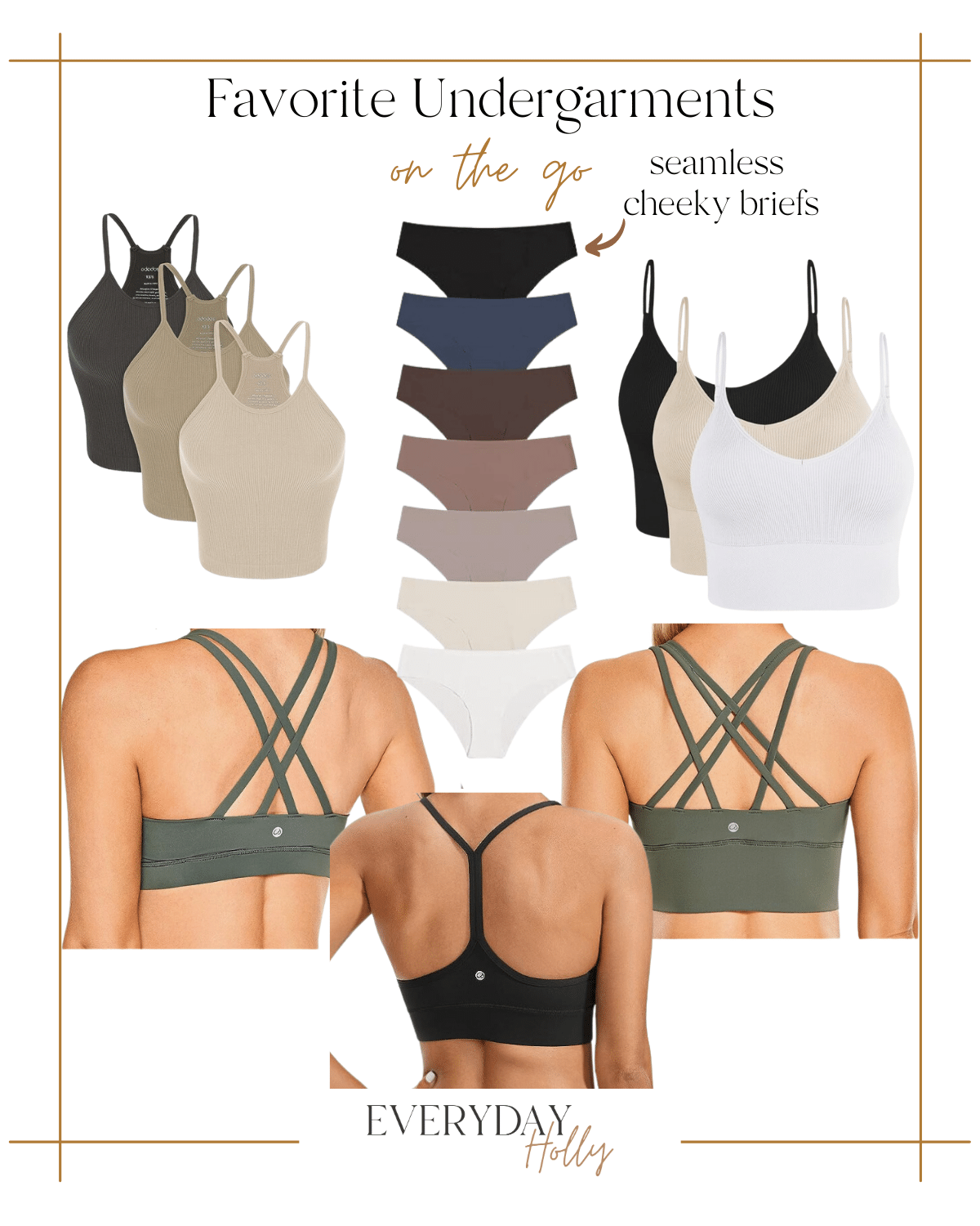 All Time Favorite Undergarments | #bra #all #time #favorite #amazon #sportsbra #bra #strappy #bikinibriefs #neutral #tanktop #cami