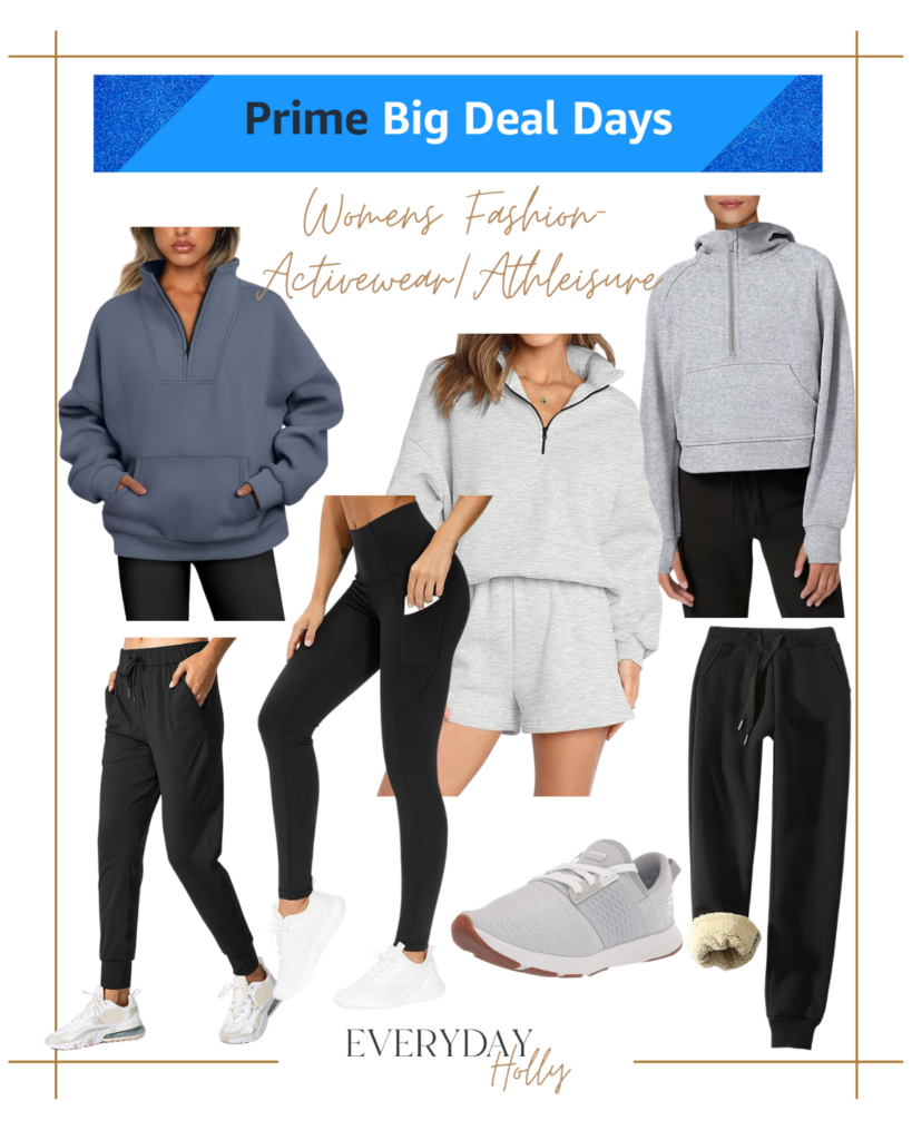 amazon prime big deal days sale, amazon finds,  athleisure, leggings, joggers, activewear, hoodies, cropped hoodies, sneakers, fleece lined joggers