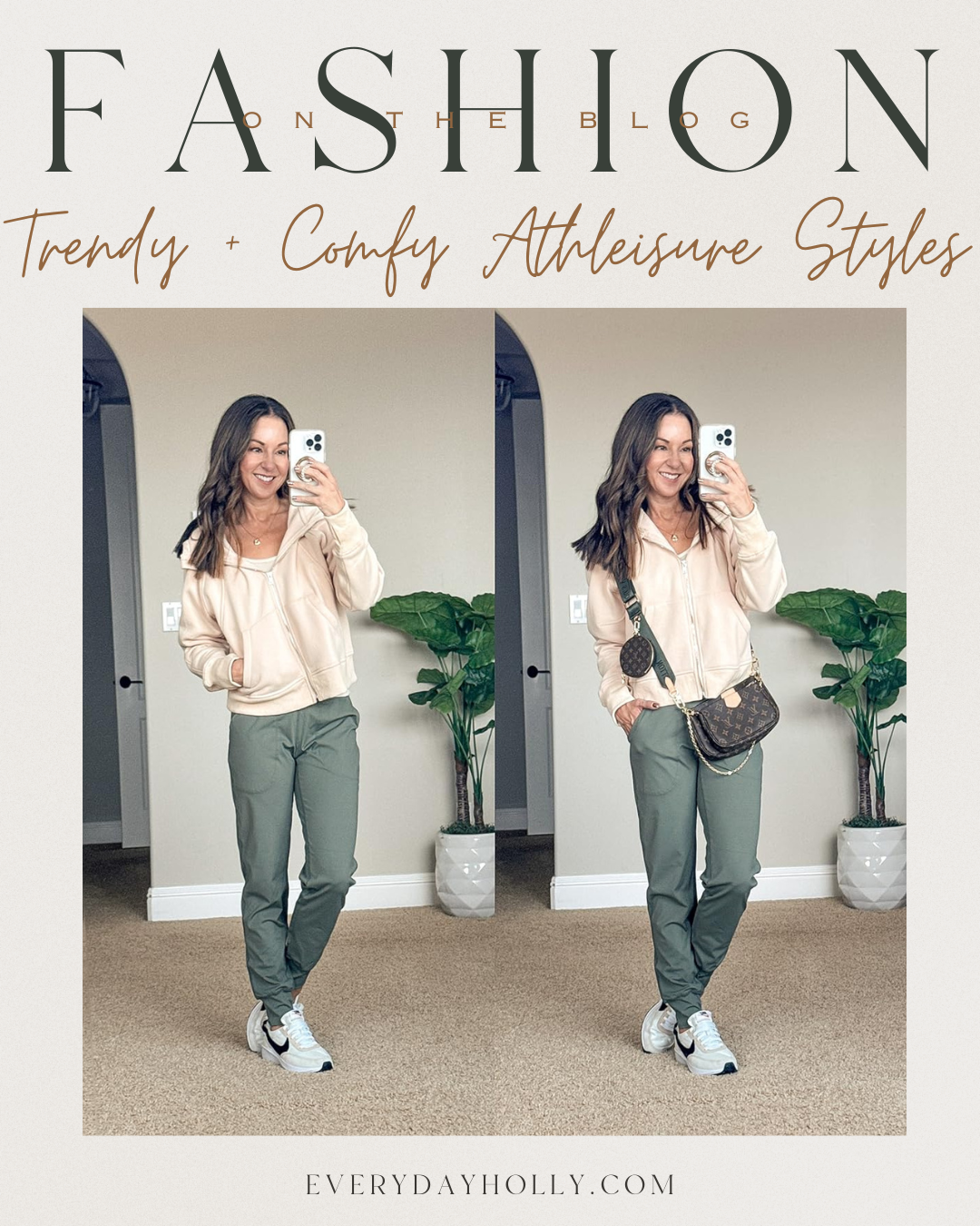 trendy and comfy athleisure styles that you need | #trendy #comfy #athleisure #neutral #joggers #sweatshirt #hoodie #jacket #sneakers #purse #noshow #tanktop