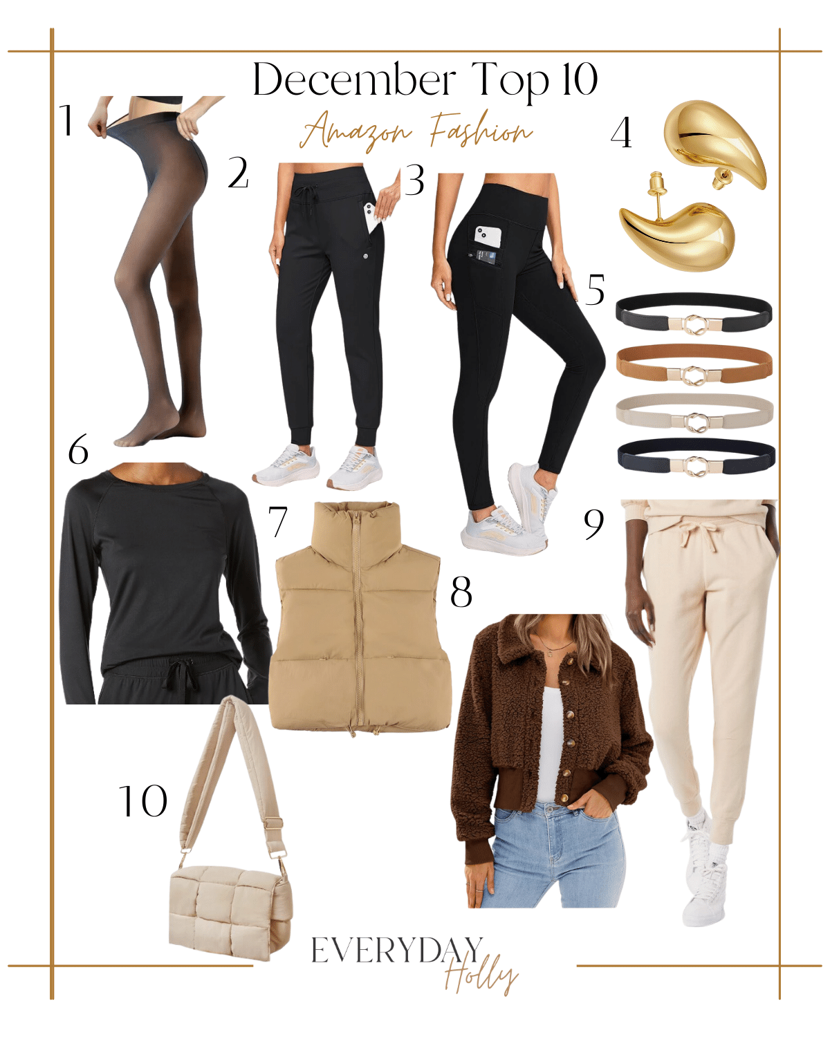 Hottest best sellers from december | #hottest #best #sellers #december #2023 #topseller #fleecelined #tights #leggings #joggers #earrings #gold #belt #puffervest #longsleeve #sweatpants #jacket #sherpa #pufferpurse