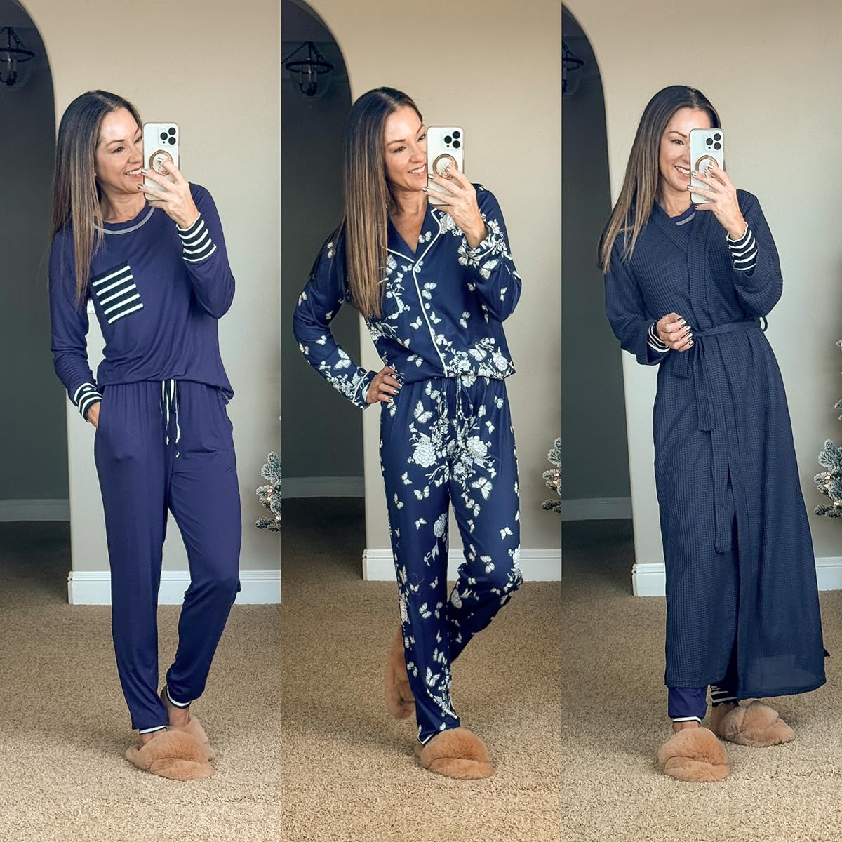 best jammies and loungewear amazon favorites | jammies, pajama sets, pajamas, loungewear, amazon, long sleeve pajamas, striped jammies, long robe, robe, morning