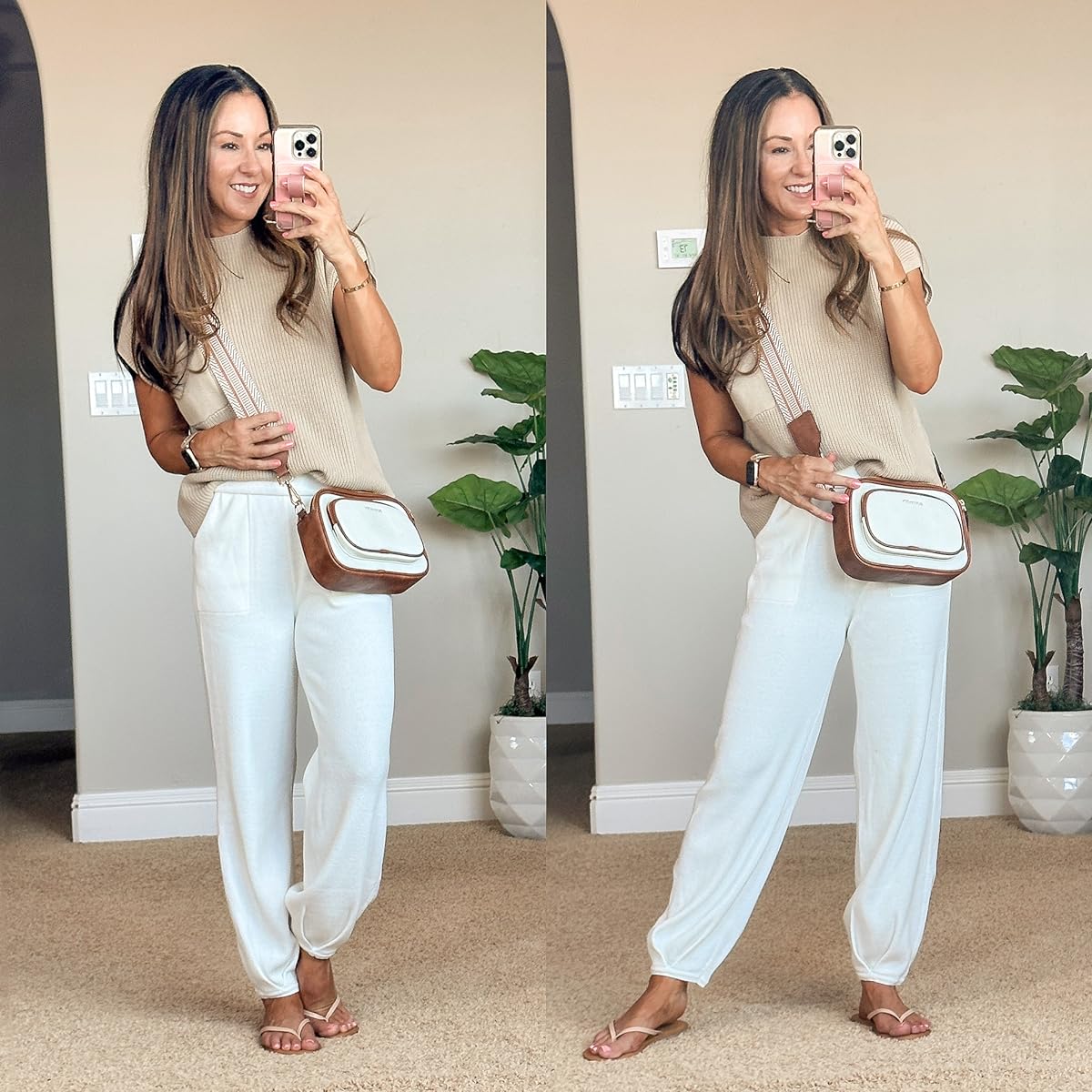 top 23 fashion favorites of 2023 | top 23 of 2023, fashion, fashion favorites, fashion finds, outfit inspo, trending fashion, sweater set, two piece set, neutral, purse, crossbody, sandals