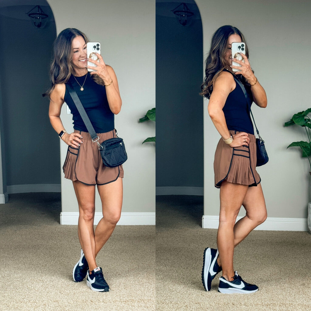 monthly style recap shop vacation looks, everyday outfits + more | style recap, monthly recap, june outfits, summer outfits, summer outfit inspo, activewear, athleisure, running shorts. looks for less, sneakers