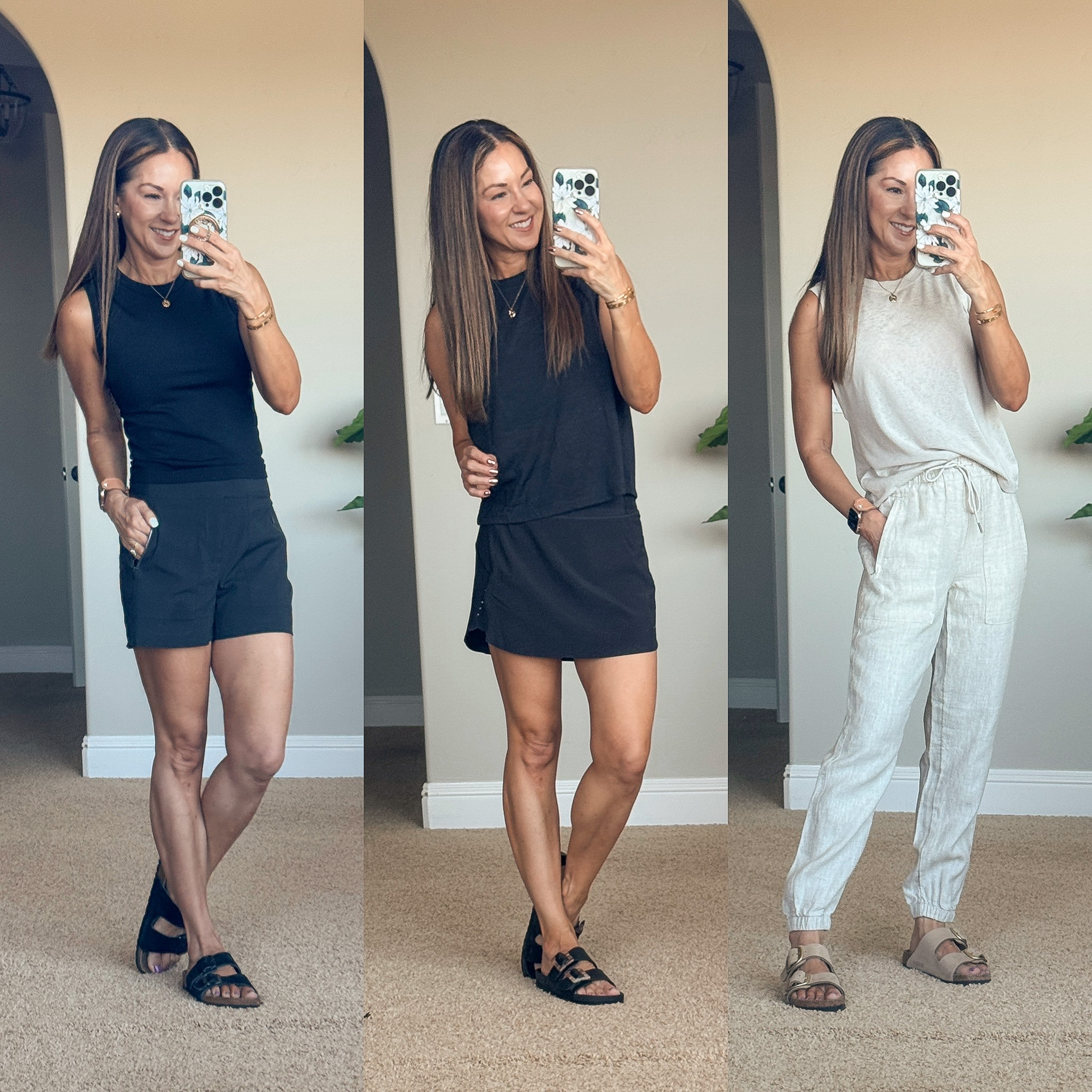 july style recap shop teacher outfits, summer styles and more | july, style recap, outfit recap, summer fashion, trending fashion, neutral fashion, joggers, tank top, skort, sale alert