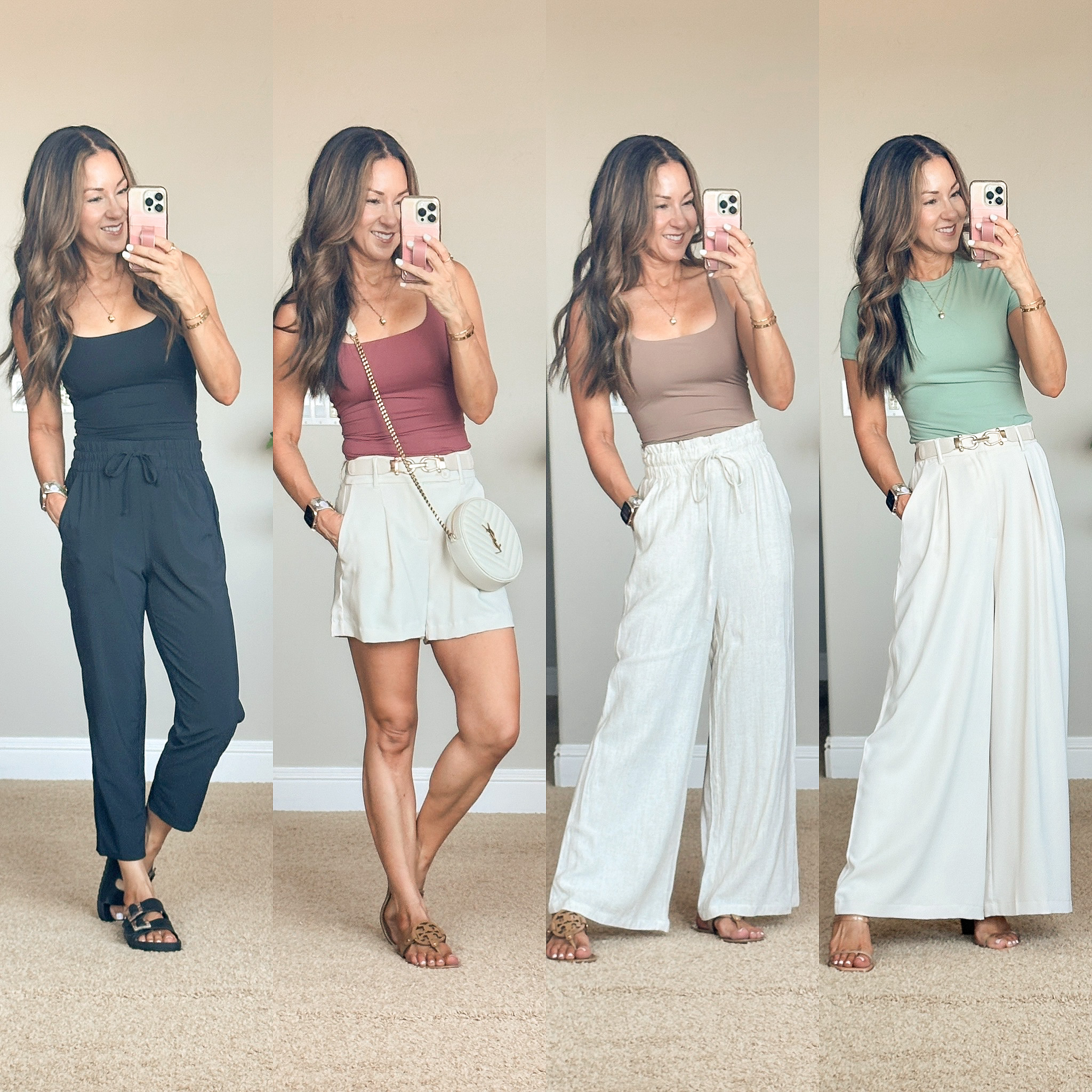 july style recap shop teacher outfits, summer styles and more | july, style recap, outfit recap, summer fashion, trending fashion, workwear, elevated outfit, tank top, tee, wide leg pants, athleisure, workwear