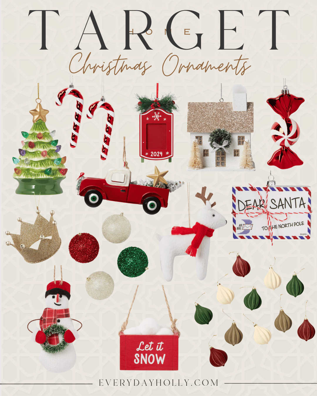 Christmas Decor Favorites to Get in the Spirit | Christmas, Christmas trees, Target, holiday, holiday decor, seasonal decor, ornaments, candy cane, reindeer, dear santa