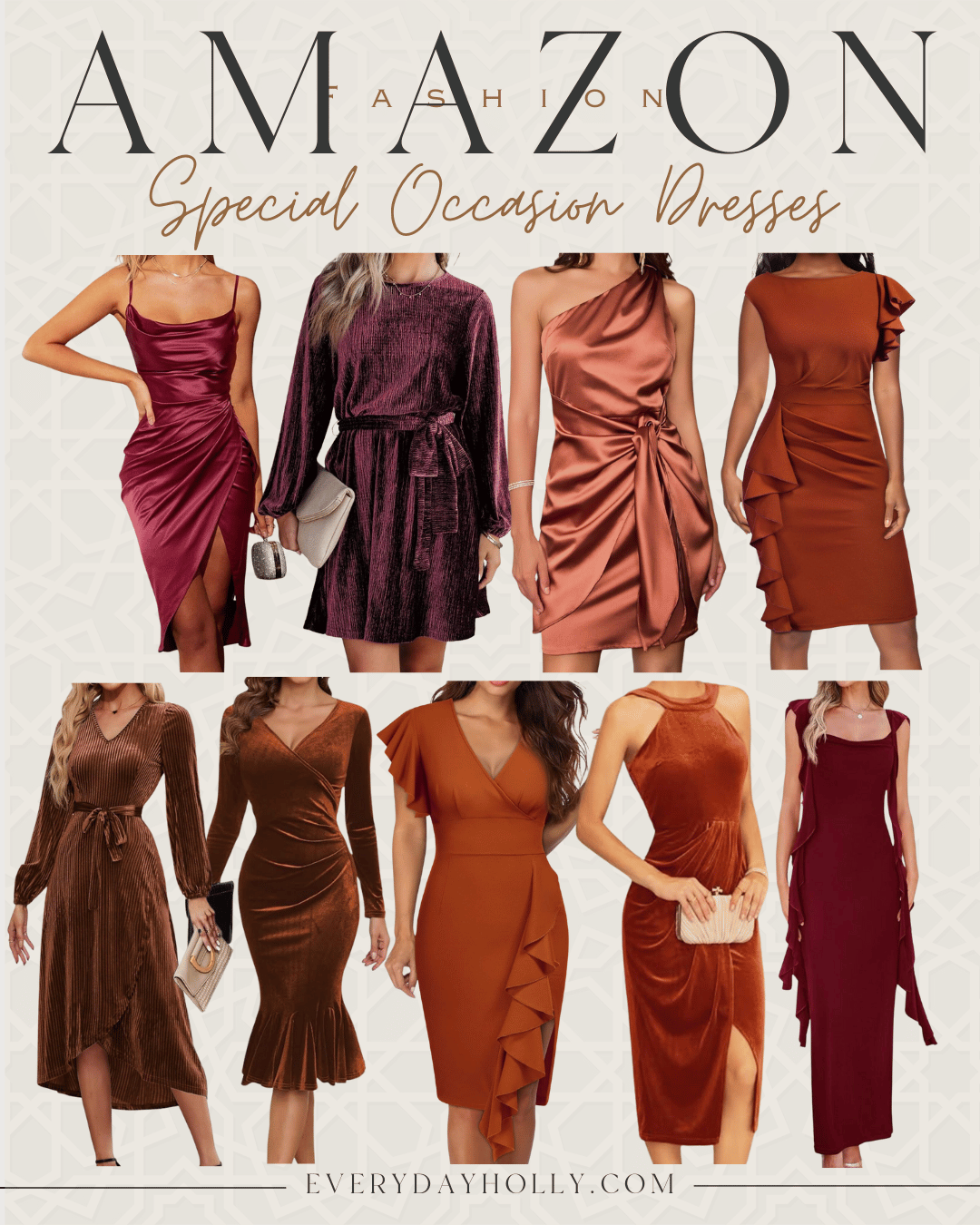 27+ Ways You'll Dress to Impress This Holiday Season | Wedding guest, fall wedding guest dress, holiday, holiday party, holiday looks, special occasion dress, satin dress, fall fashion, winter dress, velvet dress